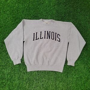 Vintage 90s University-of Illinois Sweatshirt Medium 21x24 Gray Baggy